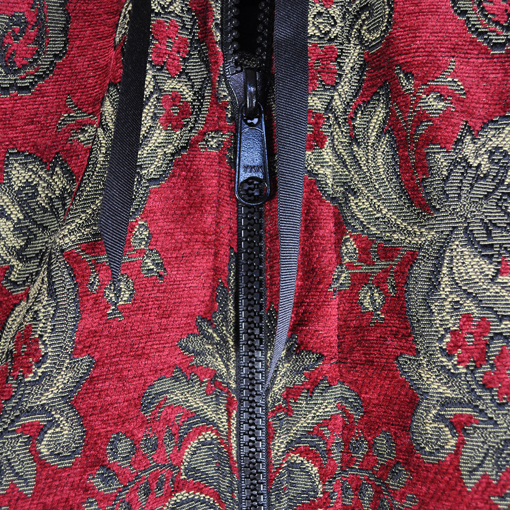 Garment Bag - Beautiful Red & Gold Tapestry Chenille (Front View) Perfect for a Bride's Gift!