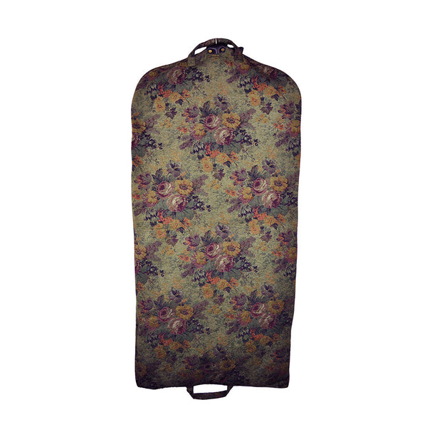 Modern Garment Bag - Olive Green with Victorian Flowers - Element Cottage