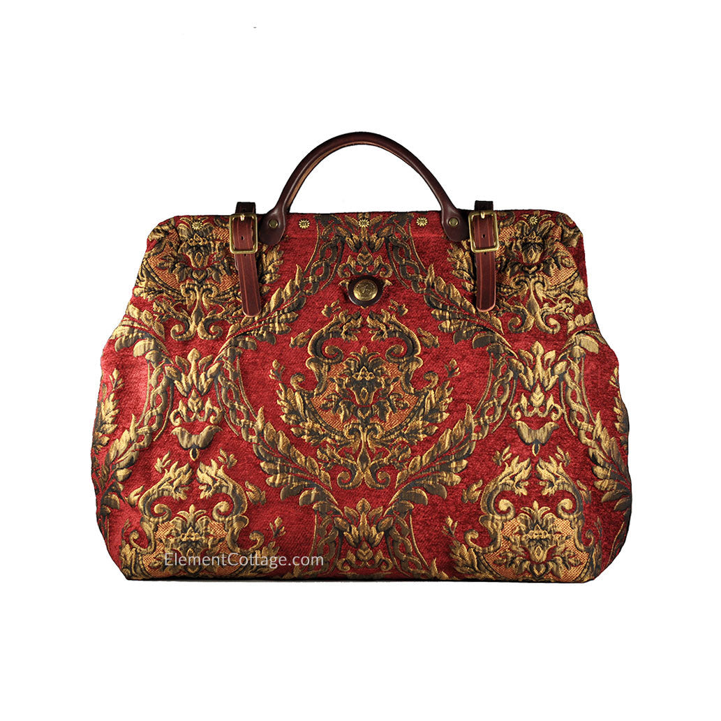 Large Victorian Traveler Carpet Bag - Red Queen Elizabeth