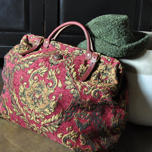 Victorian Antique Civil War Era Wool Mohair Carpet Bag Sewing Notions Purse