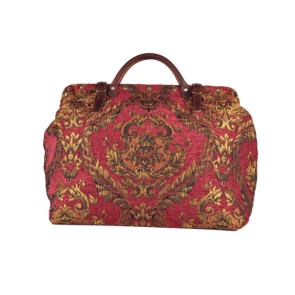 Large Victorian Traveler Carpet Bag - Red Queen Elizabeth - Element Cottage