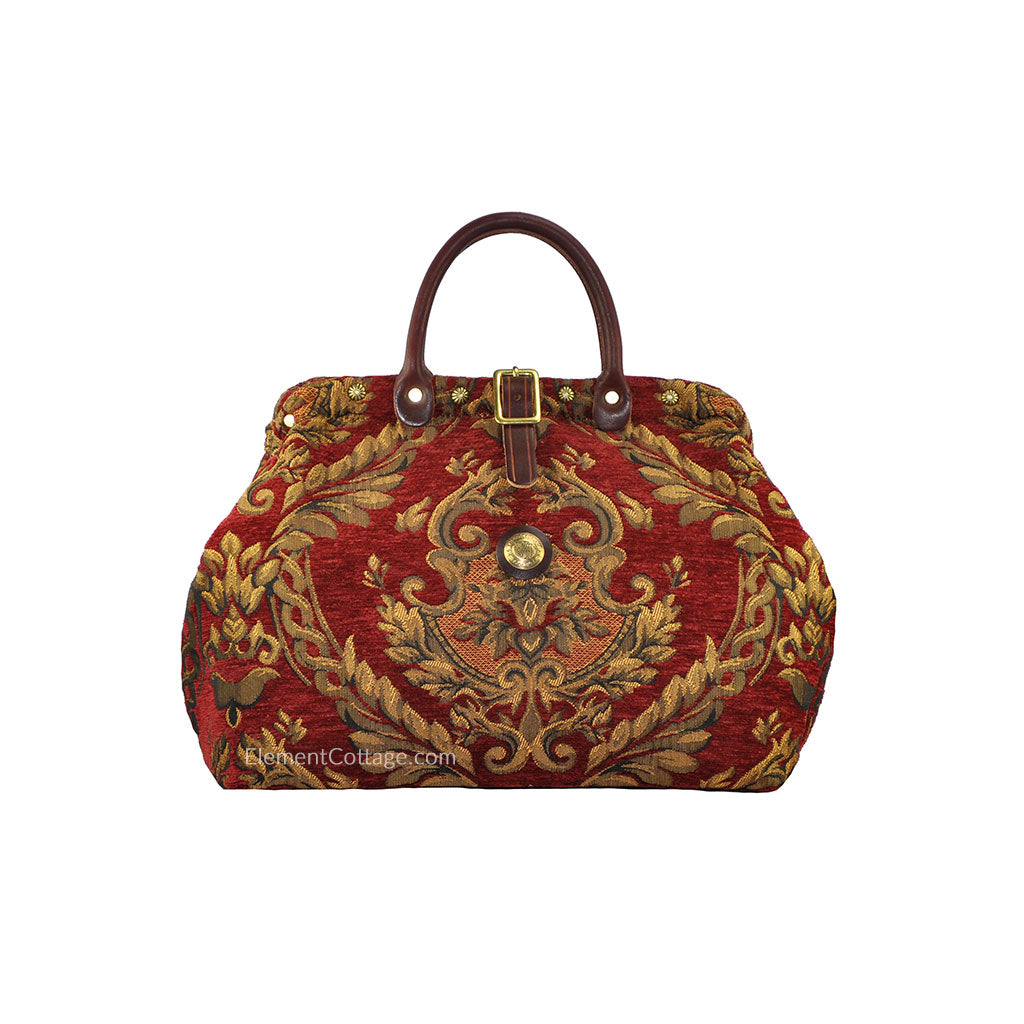 Large Victorian Traveler Carpet Bag - Red Queen Elizabeth