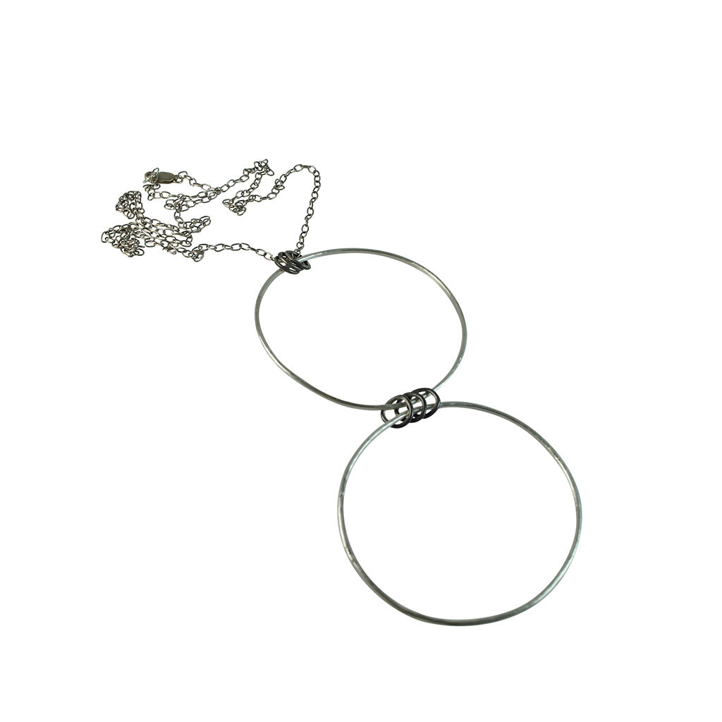 Black Linx Large Double Hoop Necklace with Rings