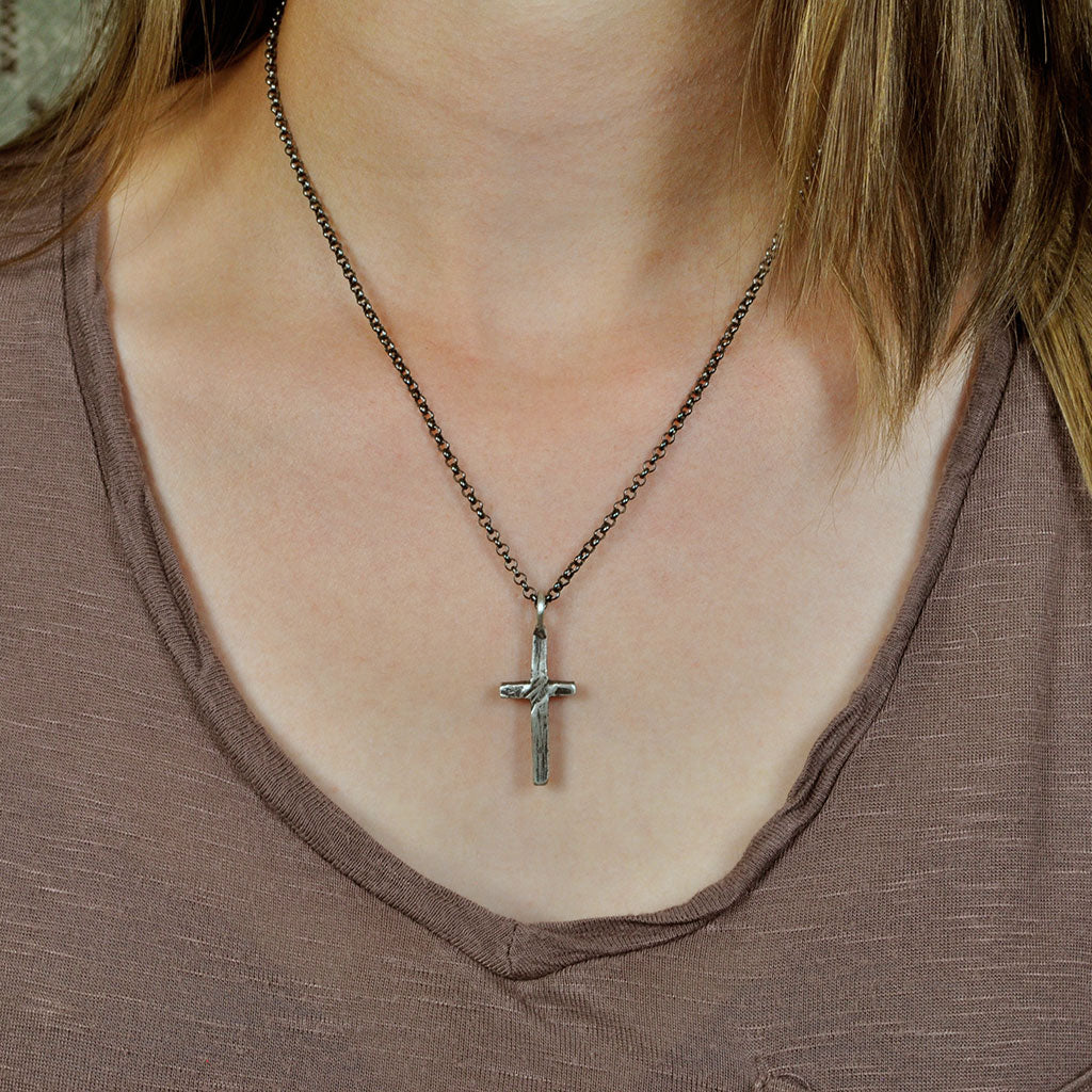 Small Stone Cross Necklace (Front View)